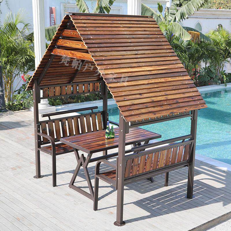 户外庭院休闲凉亭民宿移动木屋简易组合花园别墅碳化防腐木亭子