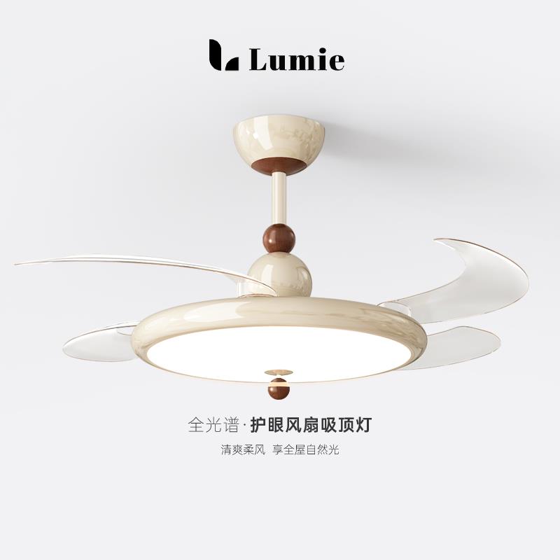 法式中古风吊灯款吊扇灯护眼隐形吊扇灯智能一体吊扇饭厅灯具