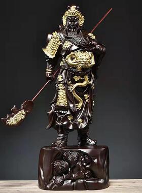 黑檀木雕关公摆件大号木质武财神关公像关二爷实木神像镇宅工艺礼