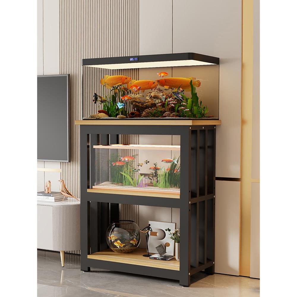 家用简易鱼缸架客厅铁艺多层鱼缸底座架水族箱置物架鱼缸柜储物架