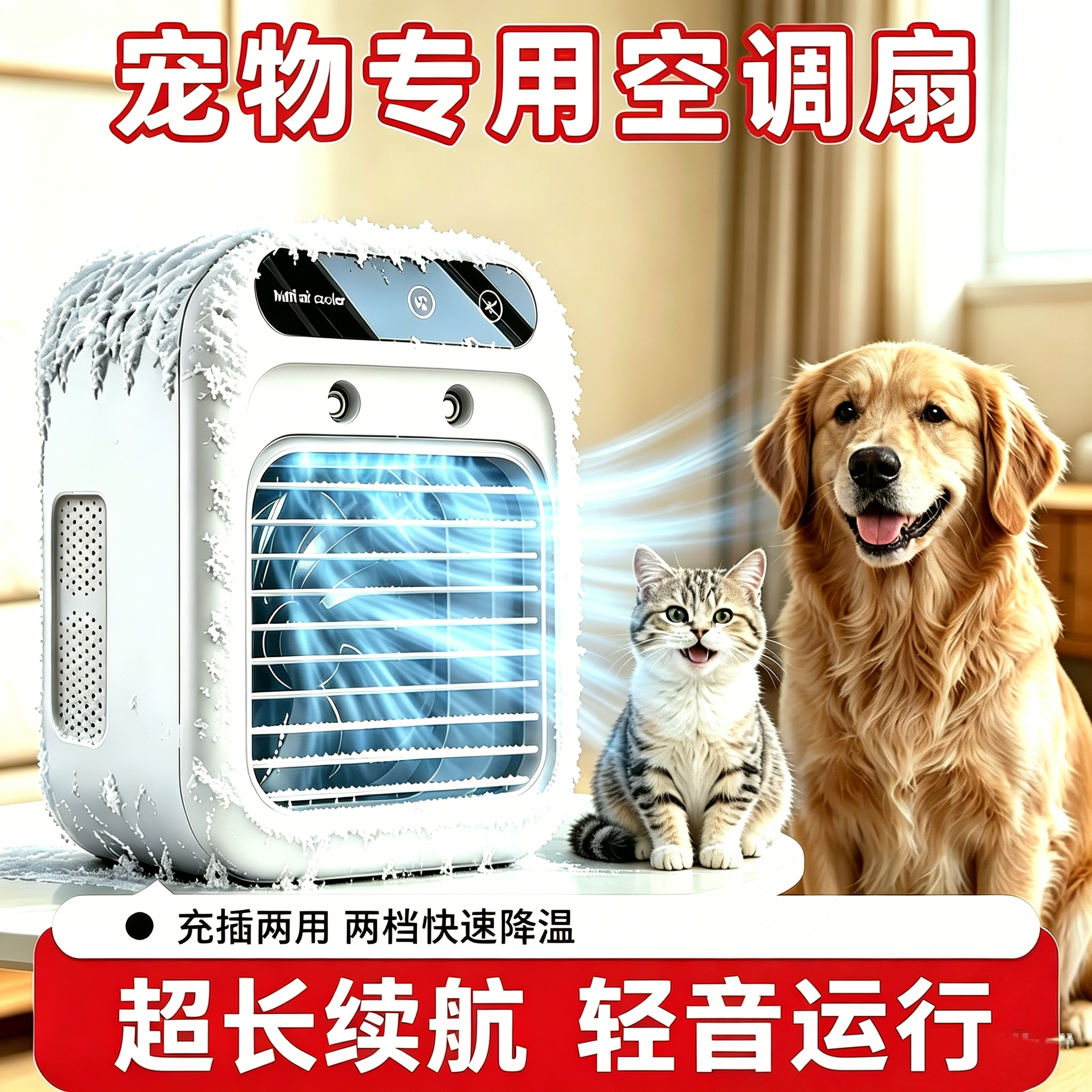 宠物空调扇夏天降温制冷专用风扇