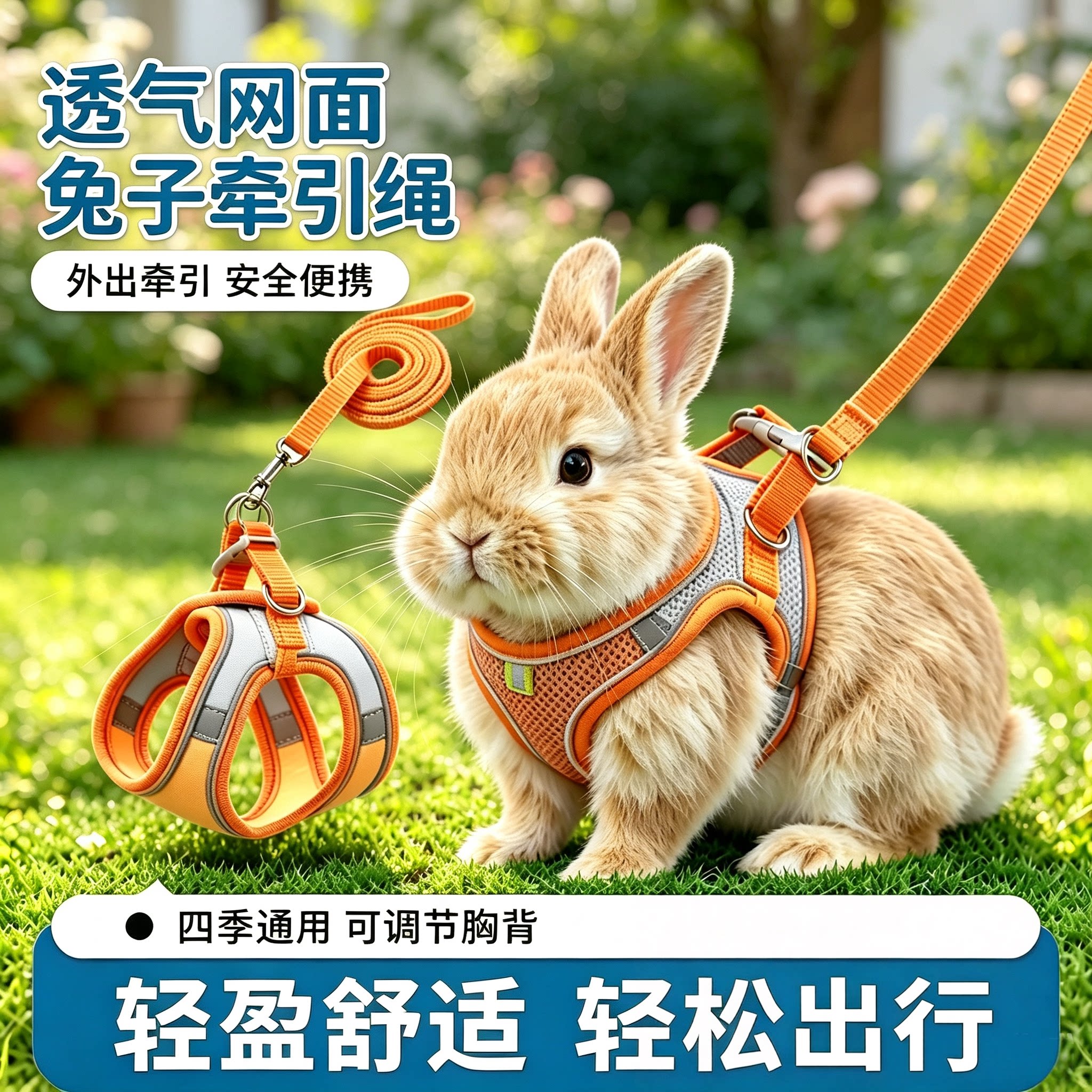 兔子牵引绳防挣脱外出绳可调节