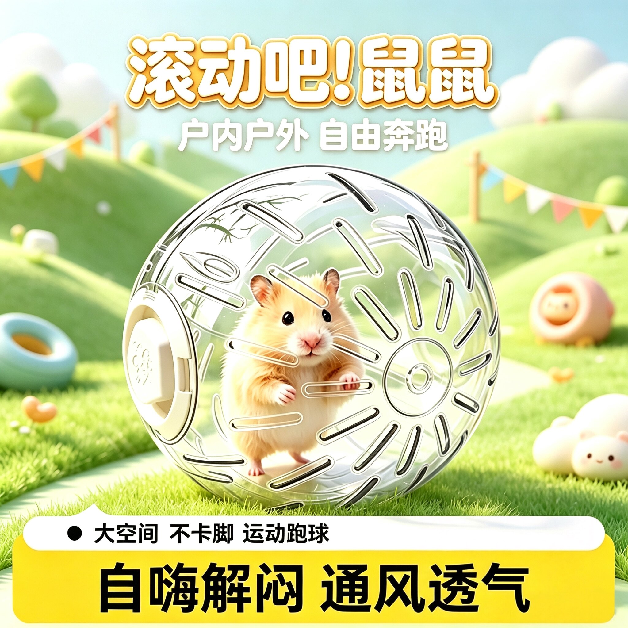 仓鼠跑球玩具!19cm大号便携跑球