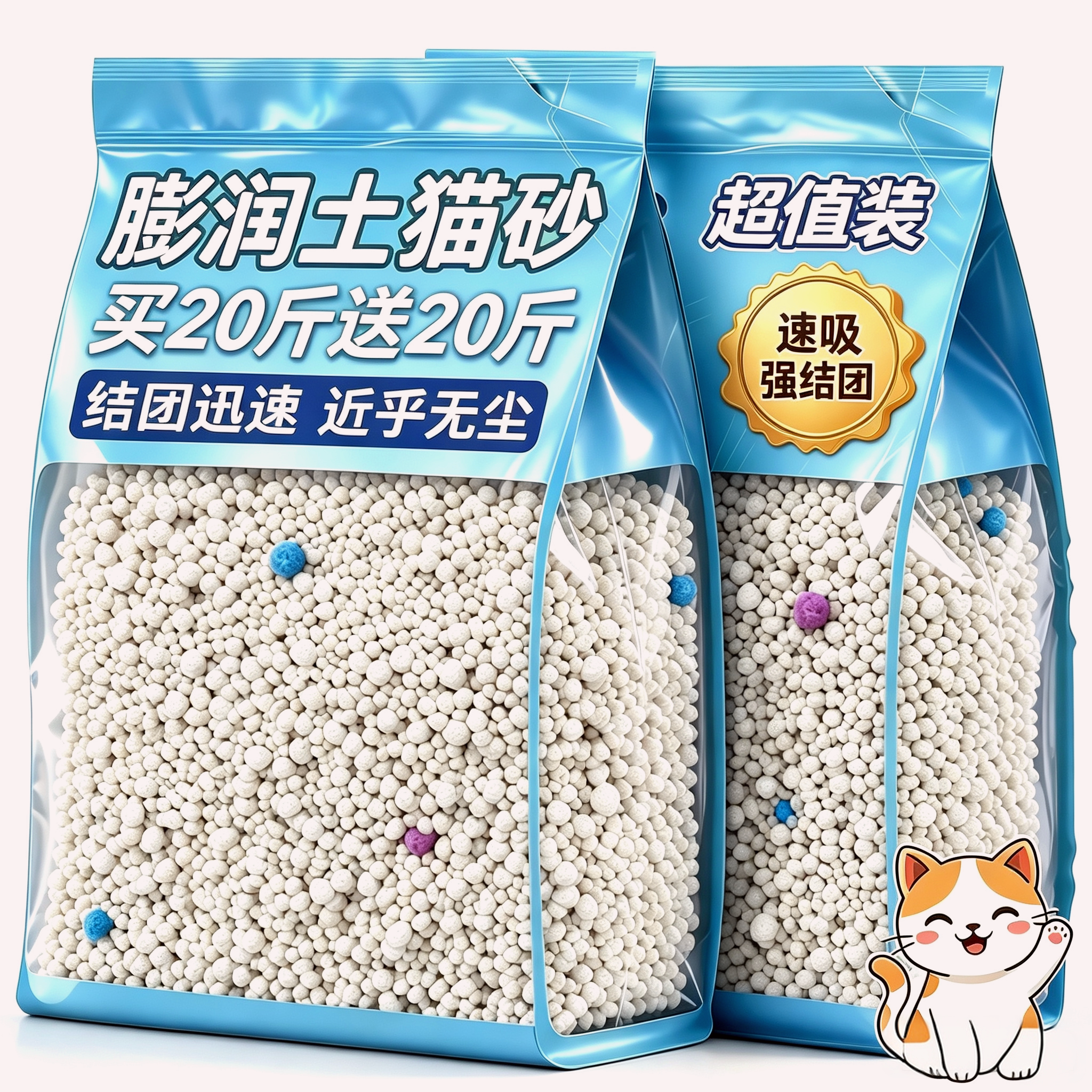 膨润土猫砂包邮20公斤除臭剂猫狗通用砂杀去尿味菌成幼猫专用矿砂