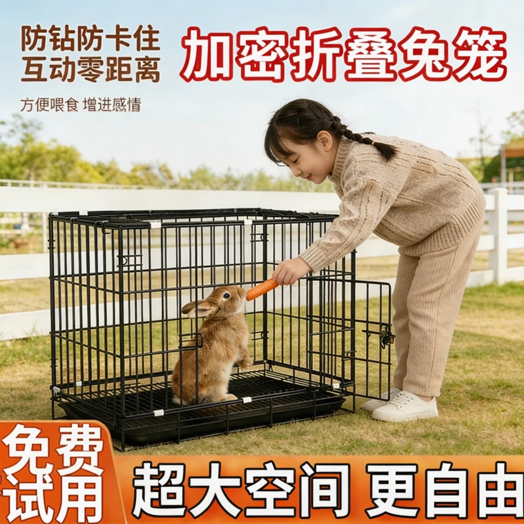 兔笼子家用大号加密带厕所豪华别墅室内专用兔子窝垂耳兔宠物笼子