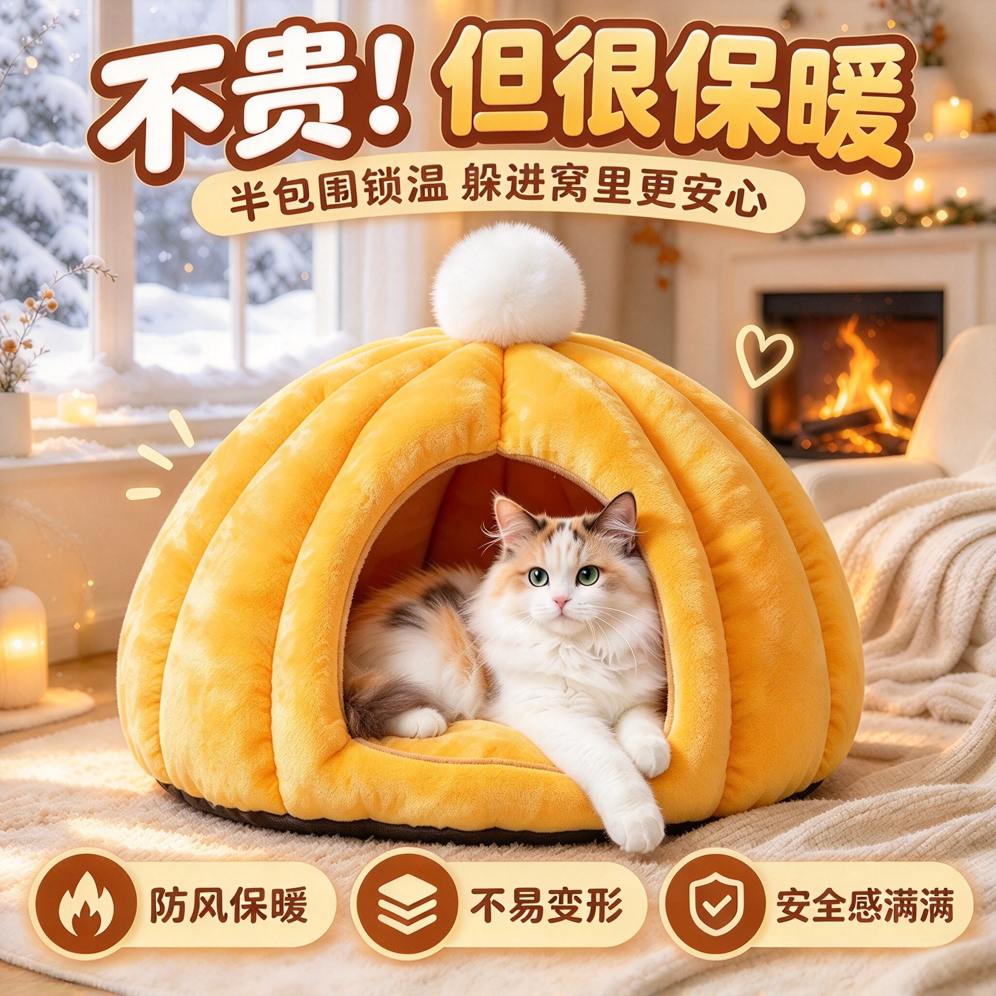 猫窝南瓜窝加厚冬季保温半封闭