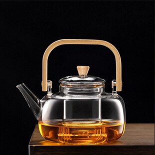 家用耐高温电陶炉煮G茶壶花果茶 加厚玻璃泡茶壶 耐热烧水壶提梁