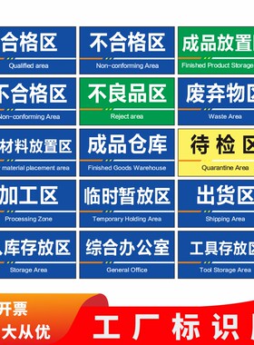 工厂标识牌车间标识牌工厂车间区域标识牌地贴仓库货架分区牌挂牌