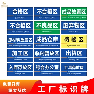 工厂标识牌车间标识牌工厂车间区域标识牌地贴仓库货架分区牌挂牌