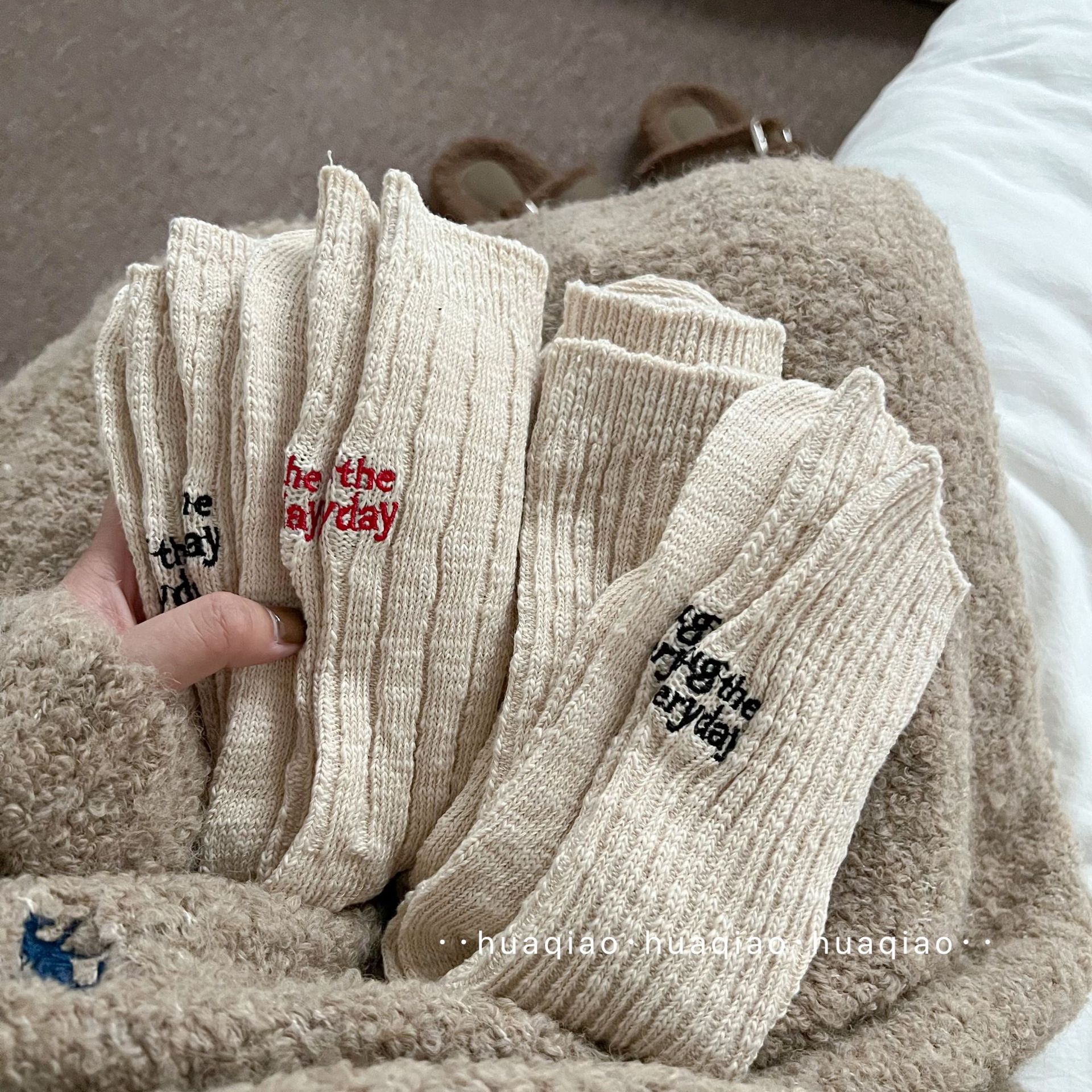 粗線針織襪棉堆堆中筒