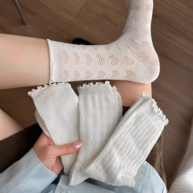 白色襪子女夏季薄款透氣網眼