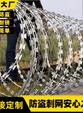 304不锈钢刀片刺绳蛇蝮式 刺丝滚笼刺网围墙防爬拉力刮刀防盗网钉