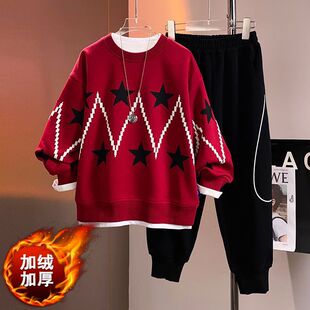 男童套装2025春秋季儿童春款两件套卫衣卫裤中大童童装春装潮加绒