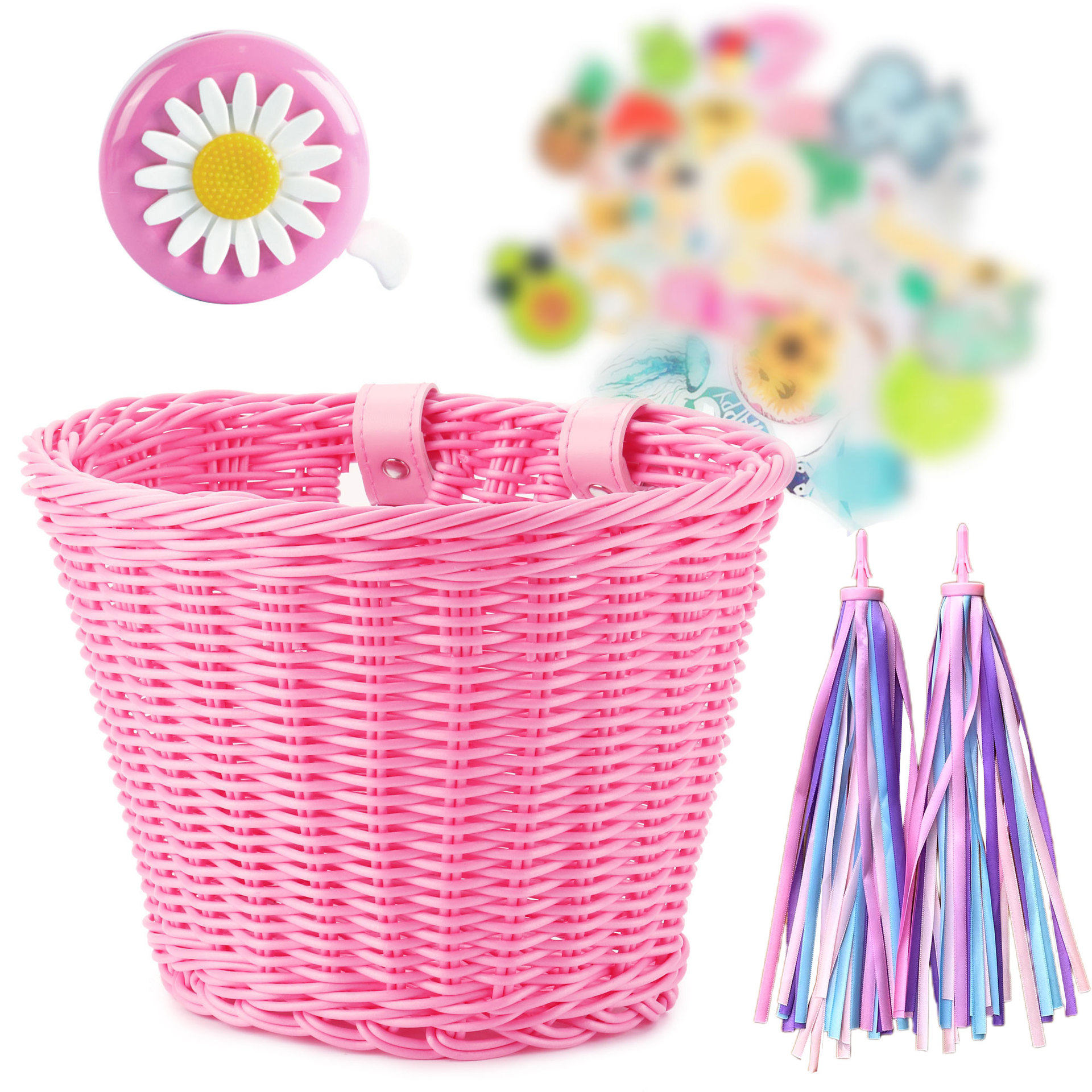 藤编儿童车篮童车车筐自行车配件铃铛车篮贴纸车把流苏仿藤编织篮,自行车/骑行装备/零配件,车篮/车筐,淘宝优惠券,粉丝福利购,淘宝优惠卷