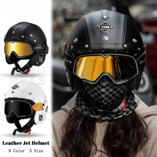 SHOEI拉力盔复古摩托车头盔太子巡航机车半盔男女皮盔四分之三盔