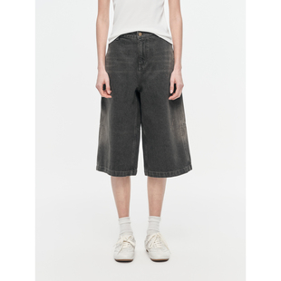 华吉言【分割线】100新疆长绒棉复古水洗泼墨七分牛仔裤