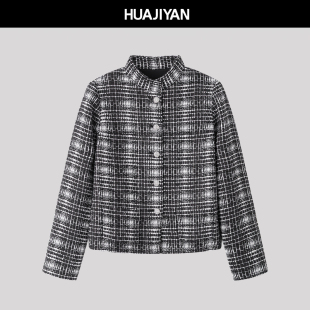 华吉言 定制纱线金属链条内里立领正肩小香风外套 小时代