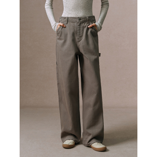 华吉言【松塔】100棉定制染色朦胧做旧感斜纹牛仔长裤