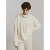 华吉言 100羊毛简约针织高领抽绳套头毛衣 漫游