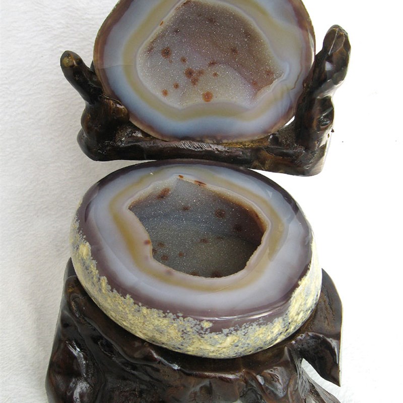 奇石天然水晶聚宝盆摆件2.25千克玛瑙聚宝盆招财钱袋子现货