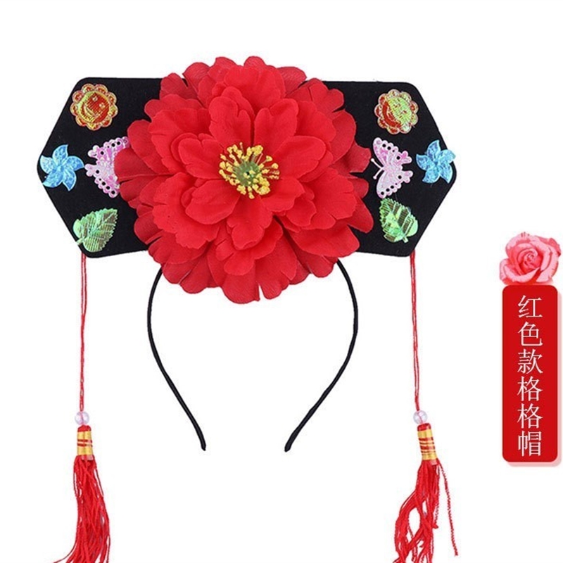 旗头清朝格格头饰宫廷儿童表演古装造型格格帽发箍民族风旗帽配饰