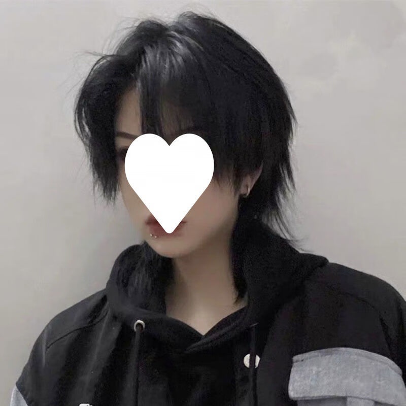 旭铭假发男狼尾发网红鲻鱼头日系男女通用舞台表演道具减龄发套米