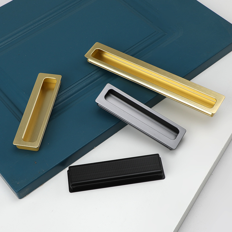 嵌入式隐形柜子暗拉手加长一体一米大衣柜门挖槽内嵌轻奢移门拉手