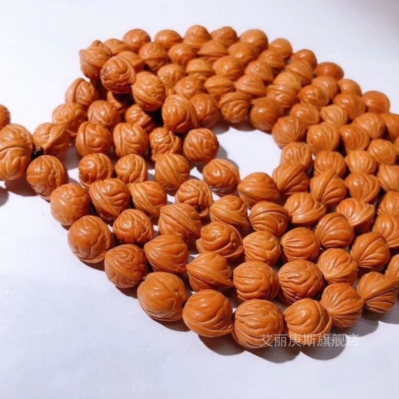清新野生龙纹小核桃108颗金鱼肚核桃念珠佛珠手串