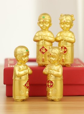 合金金童玉女摆件一对 合金金童摆件 合金玉女摆件