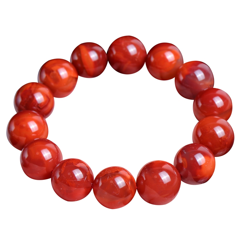 七宝水晶天然火焰纹南红玛瑙手链火焰红单圈手串男女款饰品礼物