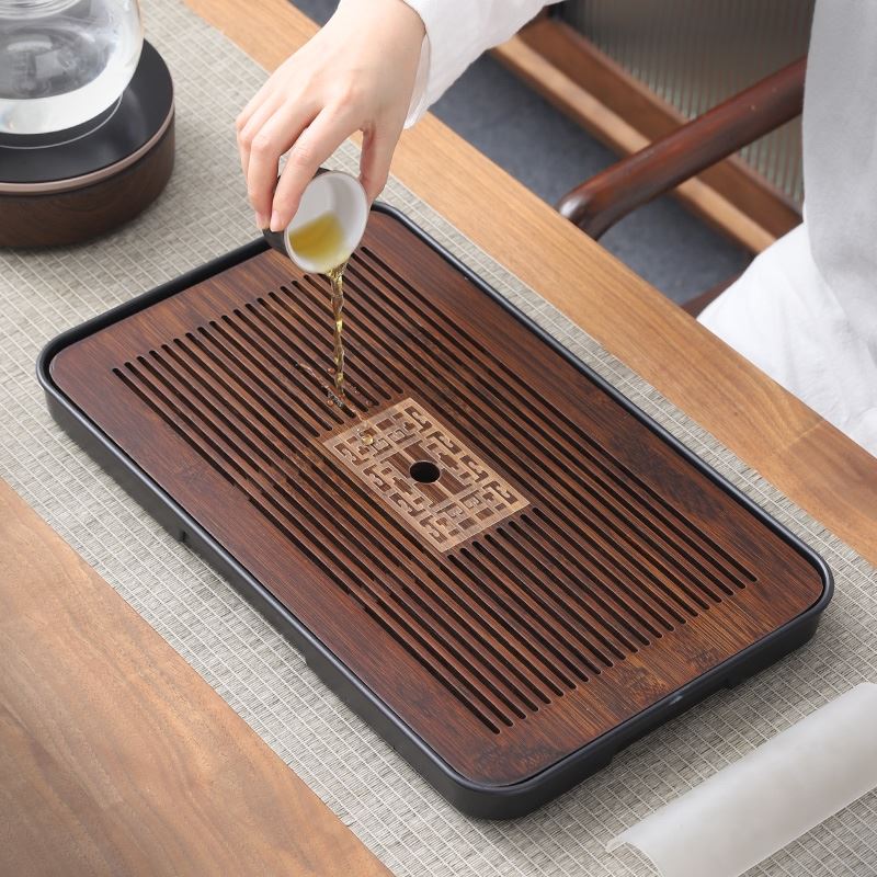 。茶海茶托功夫桌面竹制迷你单独茶盘茶池沥水置物架小型大号排水