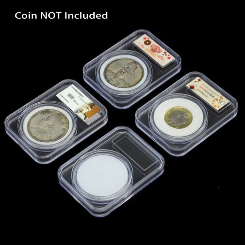 4pcs 16/25/30/46mm Coin Holder Collecting Box Case Transpare