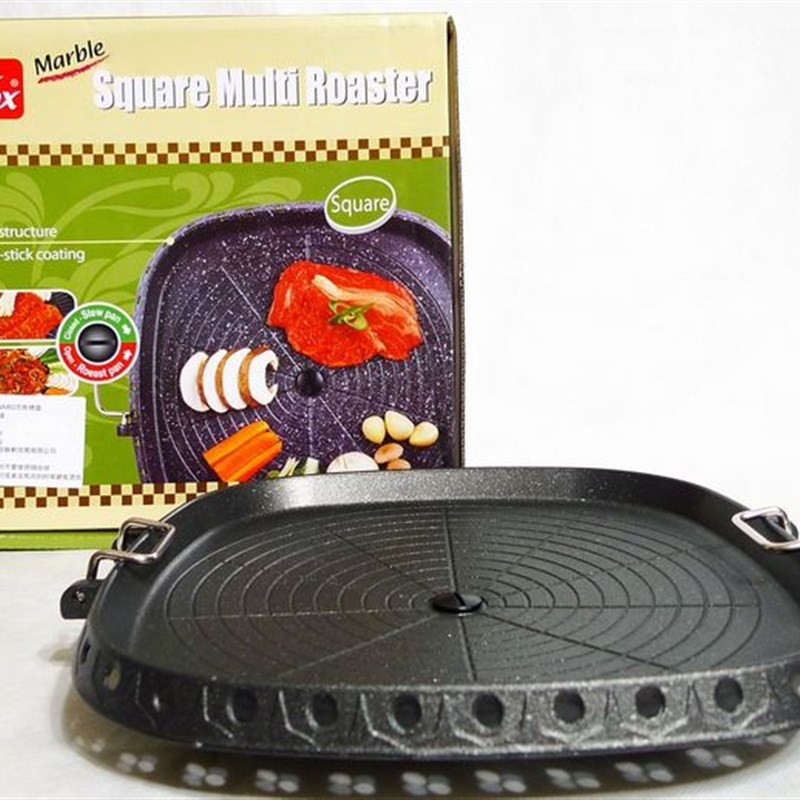 原装进口韩国MAXSUN脉鲜HANARO方型卡式炉烤盘麦饭石无烟不粘烤盘