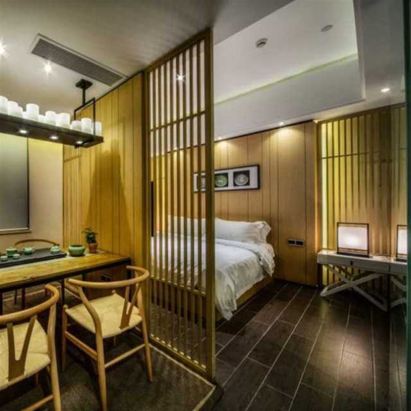 新中式简约木格栅隔断客厅玄关背景墙禅意实木条活动隔断北欧屏风