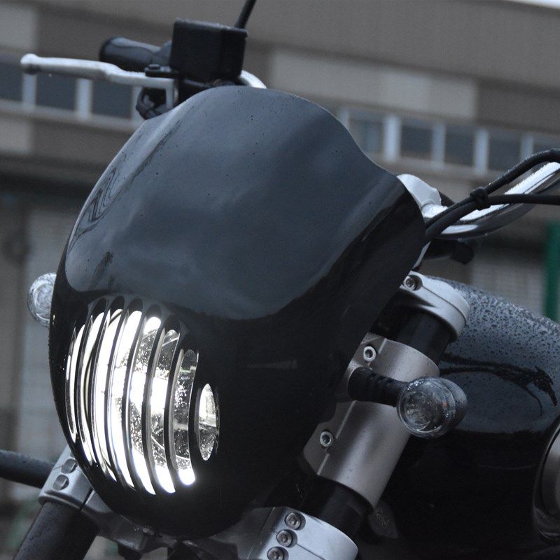 适用金吉拉保险杠奔达灰石闪300前复古大灯罩猪头罩防摔护杠改装