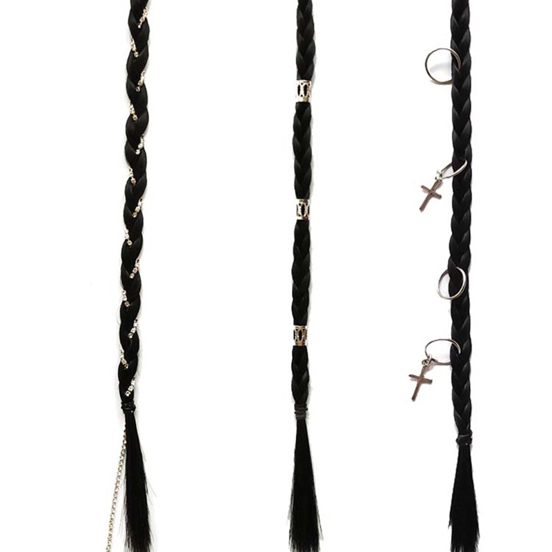 甜酷女孩网红女团辣妹 刘海脏辫小辫子假发发夹 细小麻花辫接发片