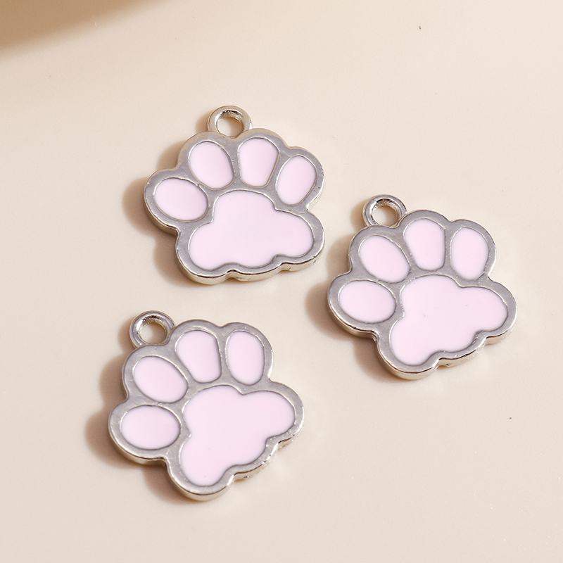 10pcs 16*17mm 5 Color Dog Paw Print Charms for Jewelry Makin
