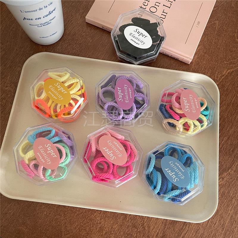 糖果彩虹色发圈罐装发圈百搭少女发圈毛巾圈皮筋扎发日韩发饰syxl