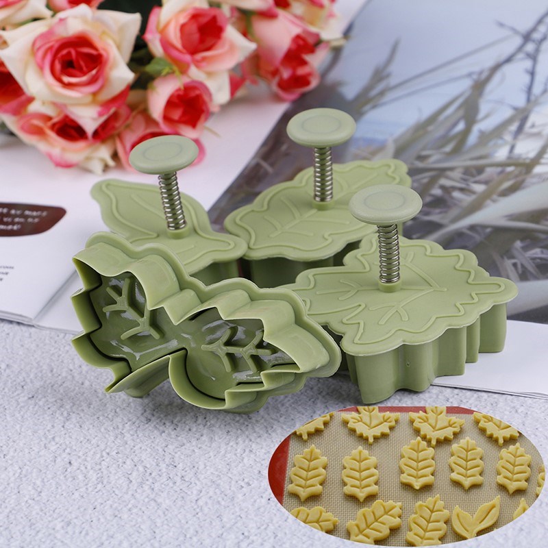 4PCS/Set Cookie Cutters Moulds Leaf Shape Plastic Baking Mou