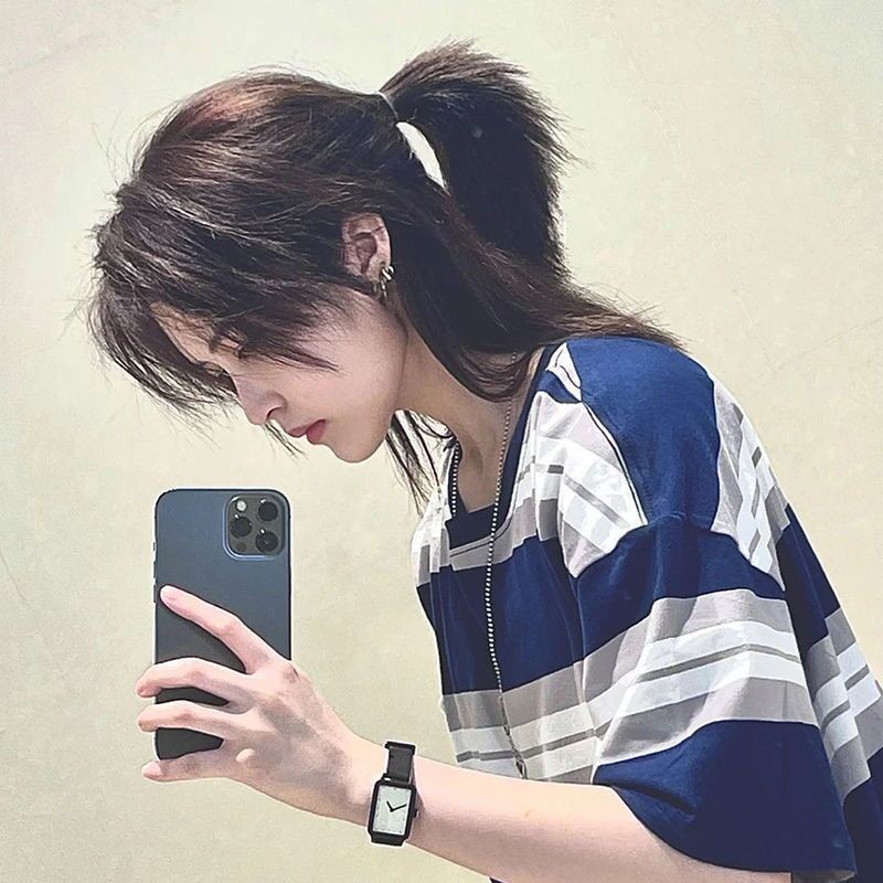 狼尾假发男可扎长发日系武士头男士短直发鲻鱼头自然日常全头套式