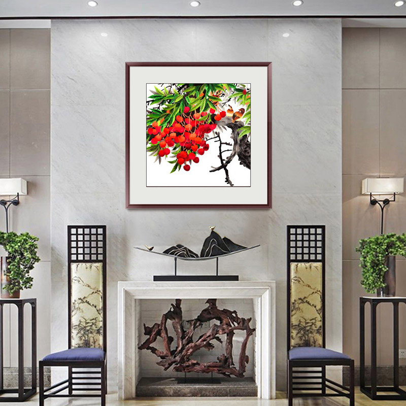 苏绣带框成品餐厅装饰画刺绣仿手工丝线绣水果系列蜀绣挂画图片