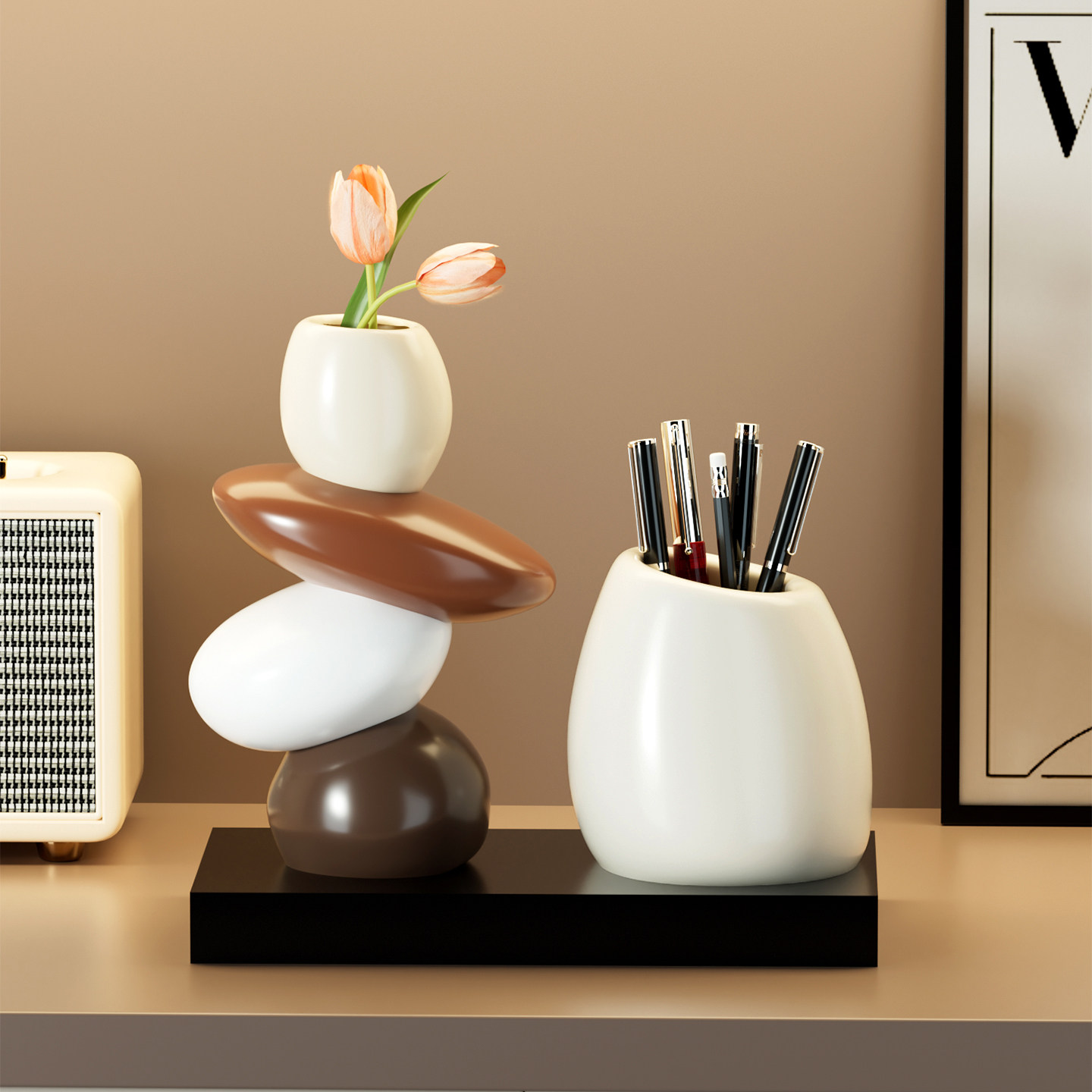 高级感时来运转笔筒花瓶摆件老板老师办公室桌面工位收纳装饰礼品,家居饰品,桌面摆件,淘宝优惠券,粉丝福利购,淘宝优惠卷