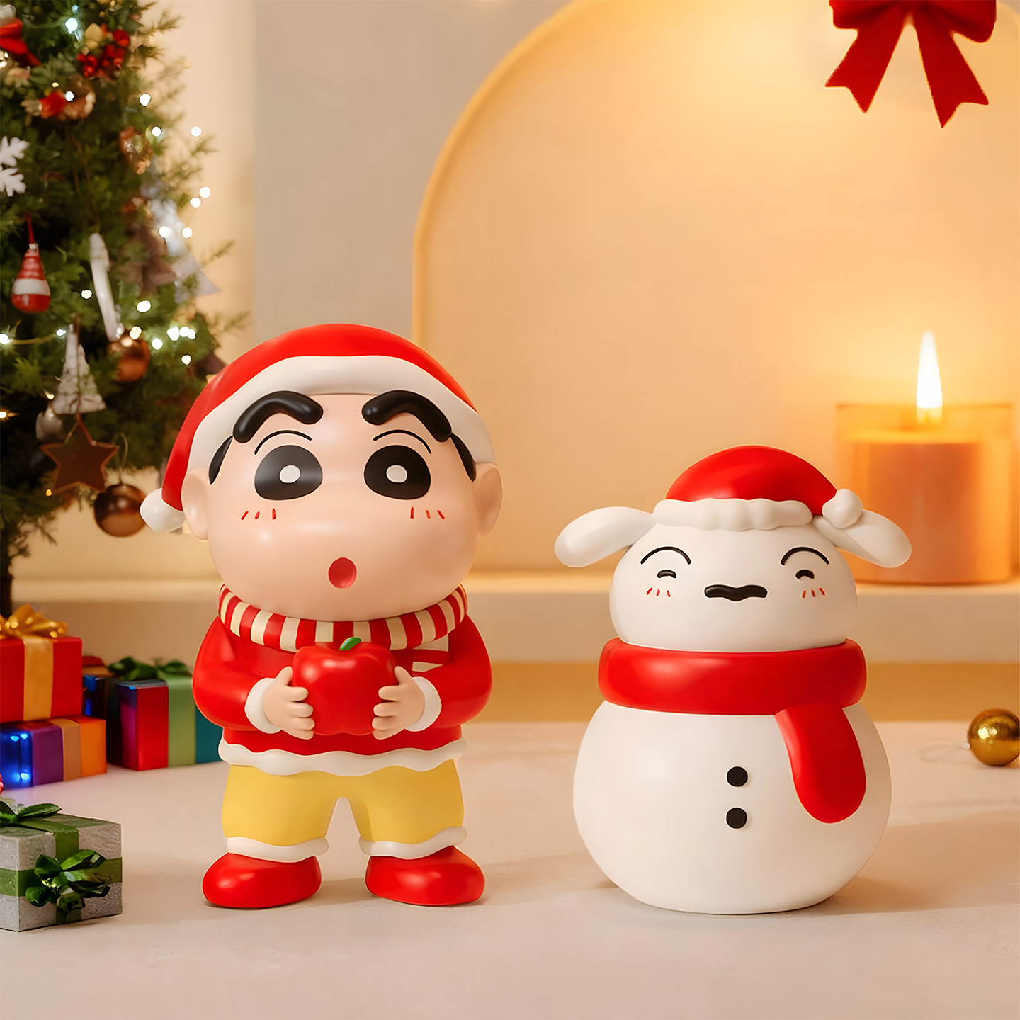 2026新款蜡笔小新手办摆件圣诞树女生礼物苹果雪人公仔桌面装饰品,家居饰品,装饰摆件,淘宝优惠券,粉丝福利购,淘宝优惠卷