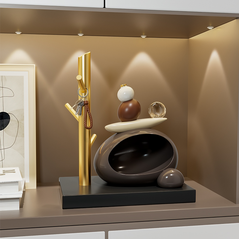 时来运转入户门口放钥匙收纳摆件客厅玄关鞋柜装饰品置物架收纳盒