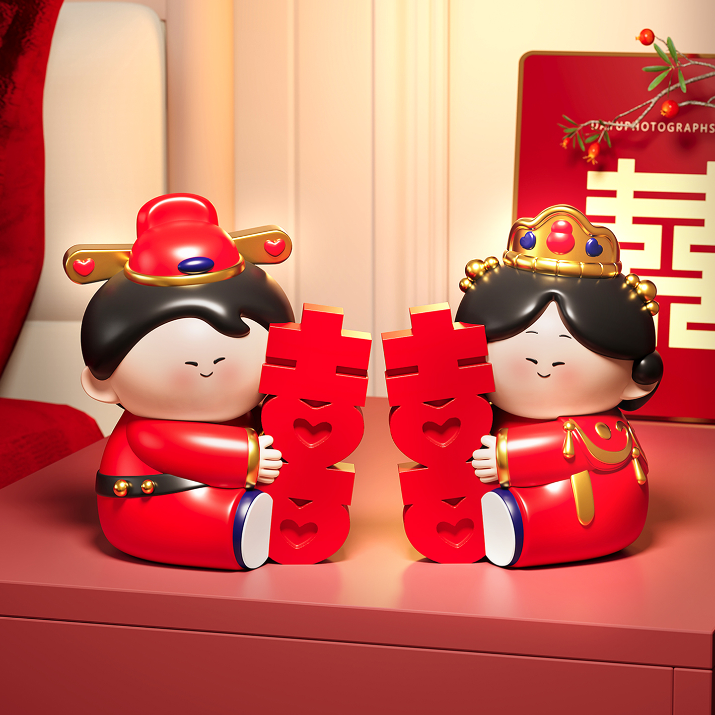 喜结良缘新婚订婚礼物摆件装饰品
