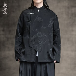 气古装 男春中国服薄透款 休闲外套复古风汉风潮 唐装 速发新中式