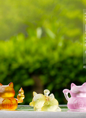 速发琉璃猫创意故宫创招财猫咪可爱小摆件家居软装猫侣礼物文情工