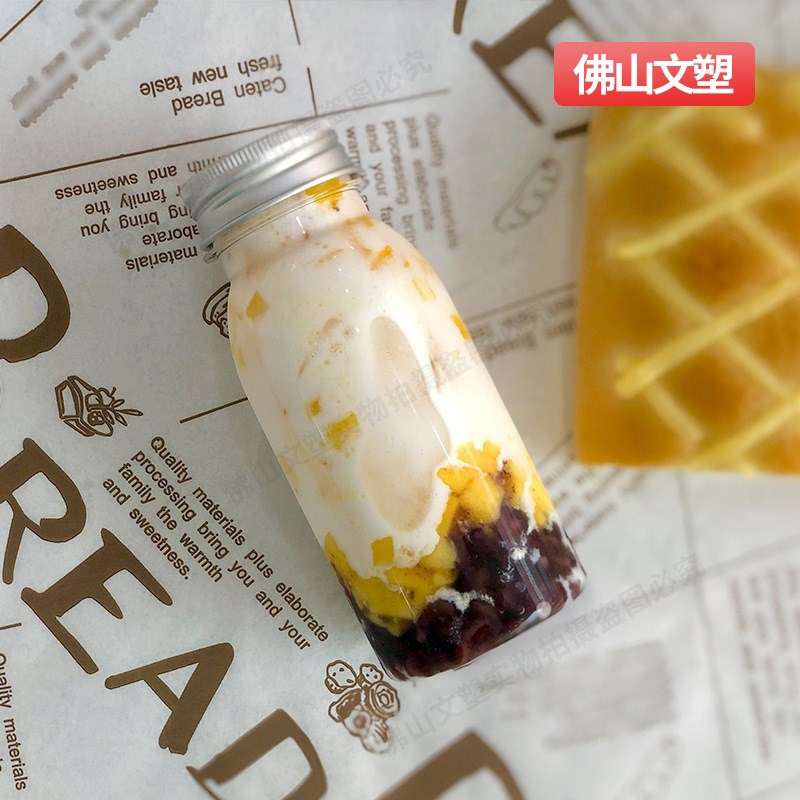 速发250奶奶瓶塑料级透明带盖pet一次性酸牛茶果汁饮料瓶子