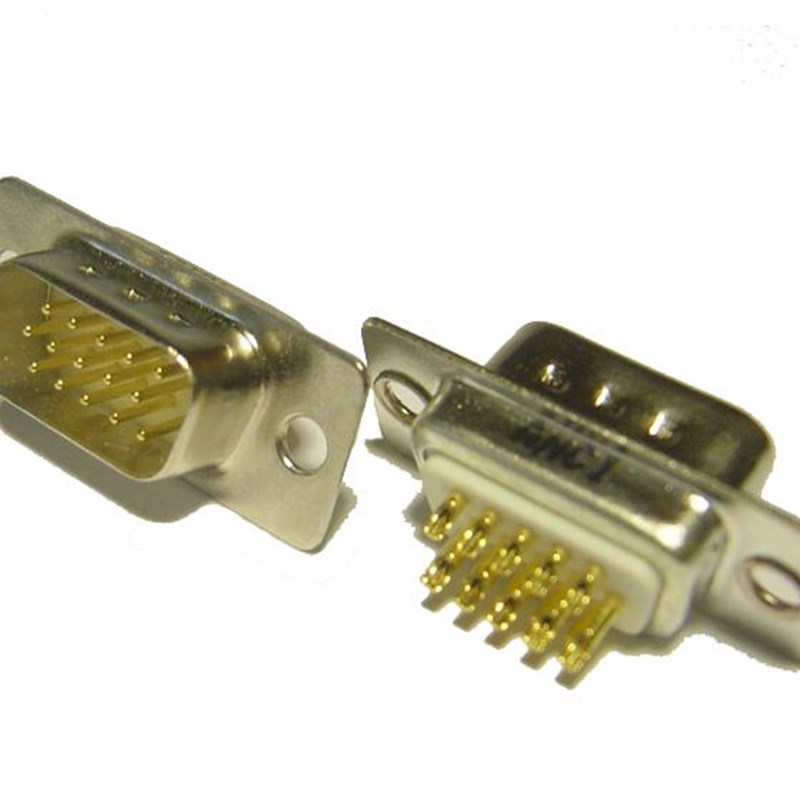 速发接插件 工业级U镀金/三排DB15/V接8/连GA立式焊接头/1器0度
