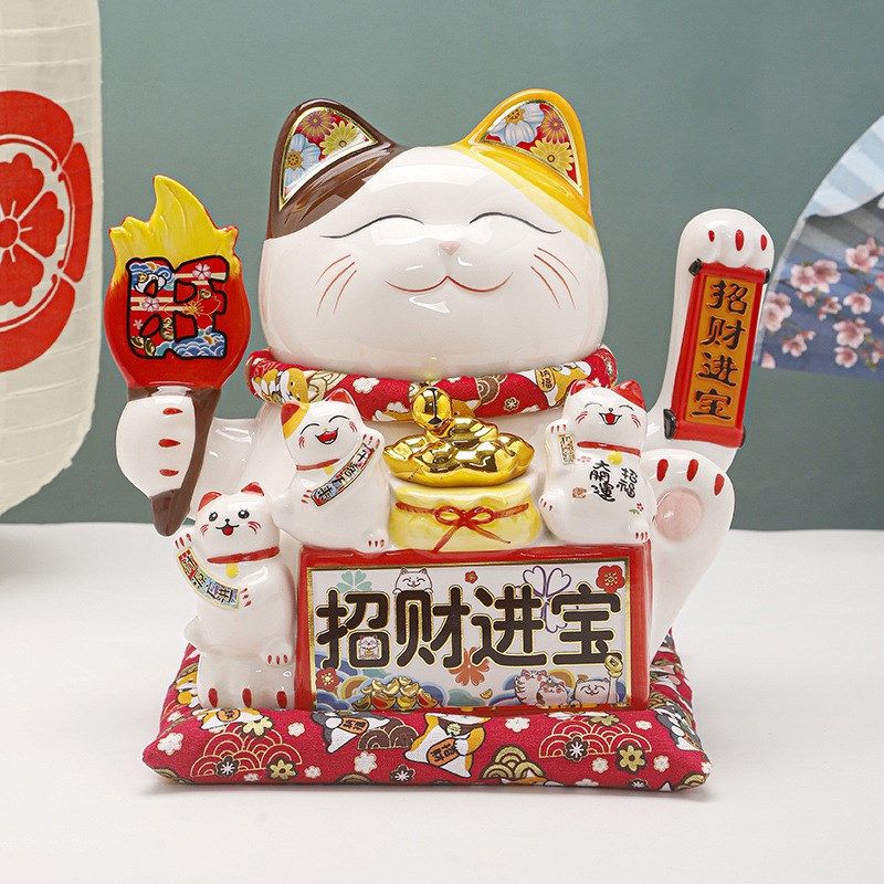 速发陶瓷摇手招财猫摆件开业客号店家收银台铺居大厅桌面礼品自动
